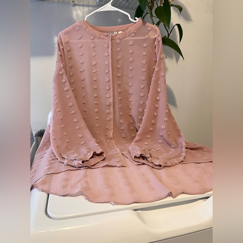 Mauve button down high low